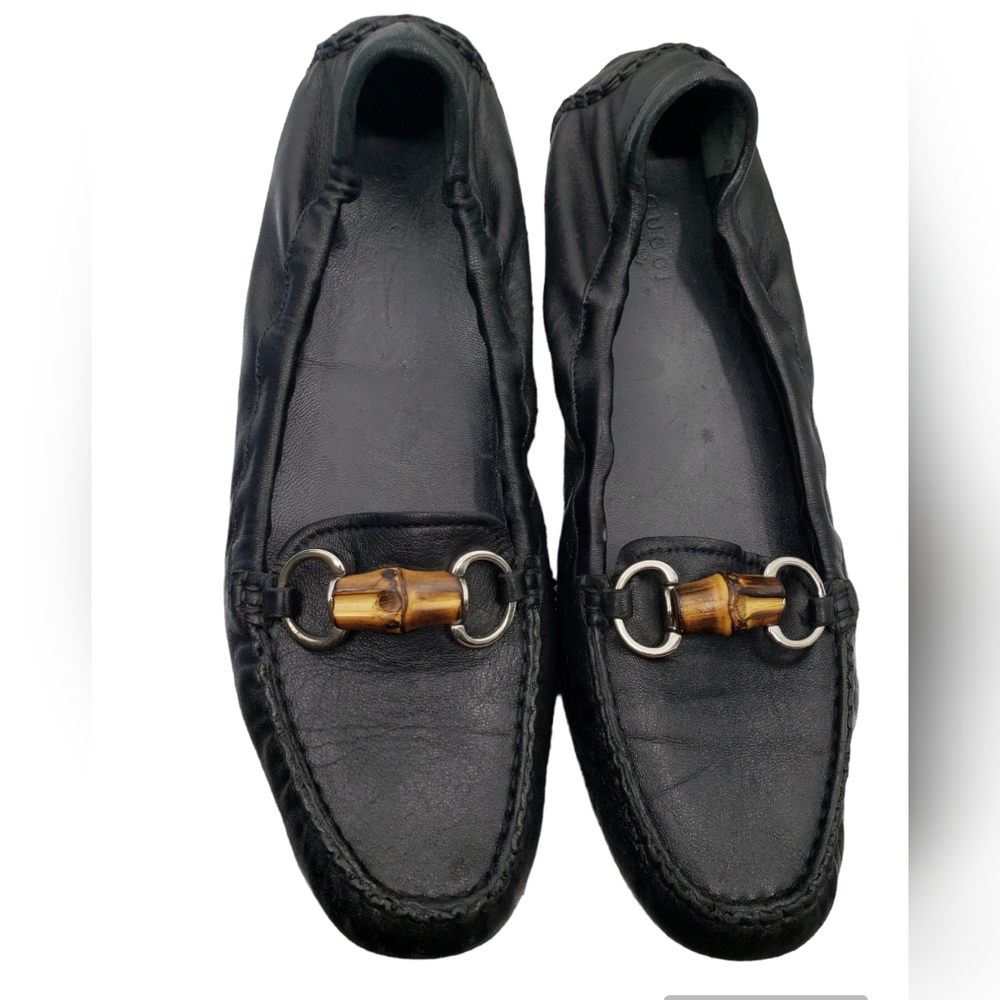 Gucci Black Leather Men’s Loafers with Bamboo Bit